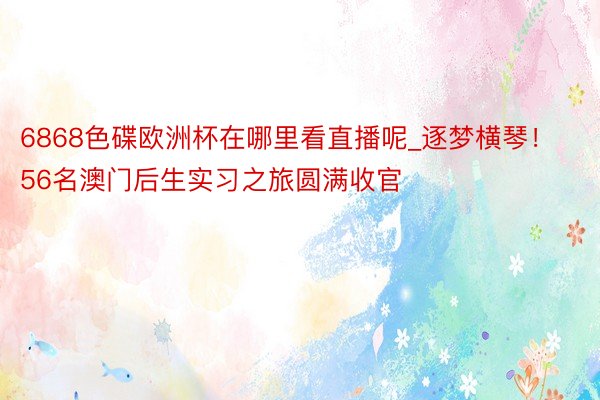 6868色碟欧洲杯在哪里看直播呢_逐梦横琴！56名澳门后生实习之旅圆满收官