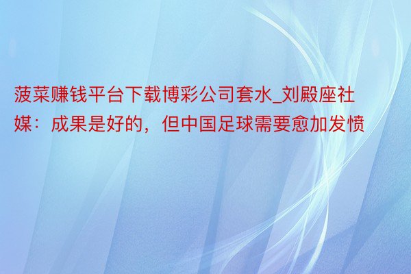 菠菜赚钱平台下载博彩公司套水_刘殿座社媒：成果是好的，但中国足球需要愈加发愤